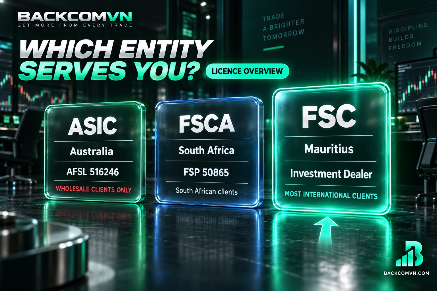 VT Markets licences shown by legal entity and corresponding regulator