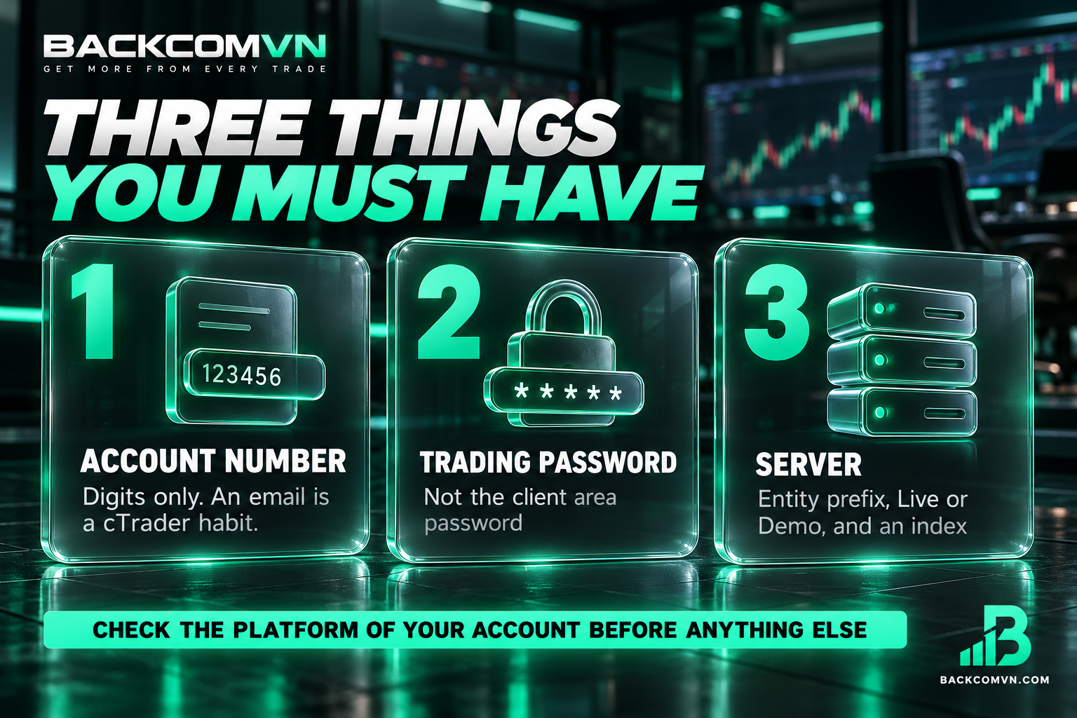 The three details needed to log in to IC Markets on MetaTrader