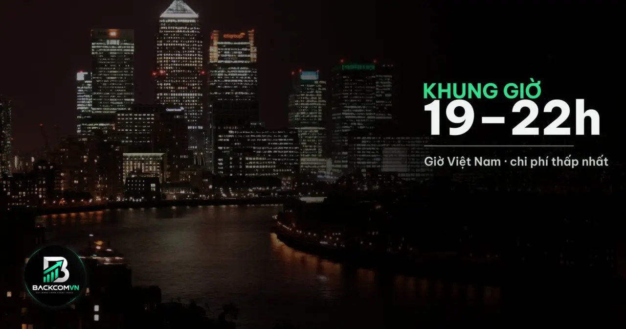 Khu tài chính Canary Wharf về đêm minh hoạ khung giờ giao dịch London