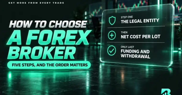 Chọn sàn forex theo năm bước: kiểm pháp nhân trước, rồi chi phí ròng mỗi lot, cuối cùng là nạp rút