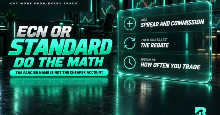 Chọn ECN hay Standard: cộng spread với commission rồi trừ hoàn phí mới biết loại nào rẻ