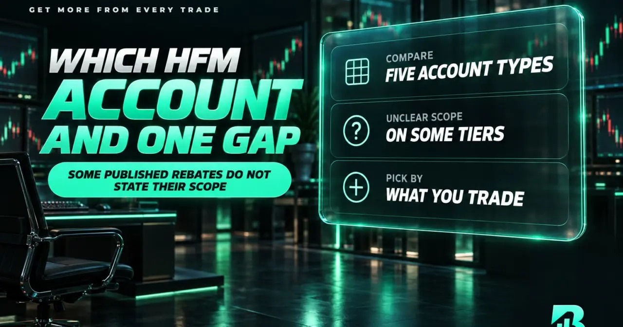 Chọn loại tài khoản HFM theo sản phẩm giao dịch, một số mức hoàn chưa ghi rõ phạm vi