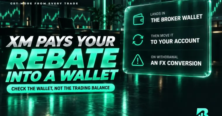 XM trả hoàn phí vào ví My Wallet, cần chuyển sang tài khoản giao dịch và lưu ý phí quy đổi