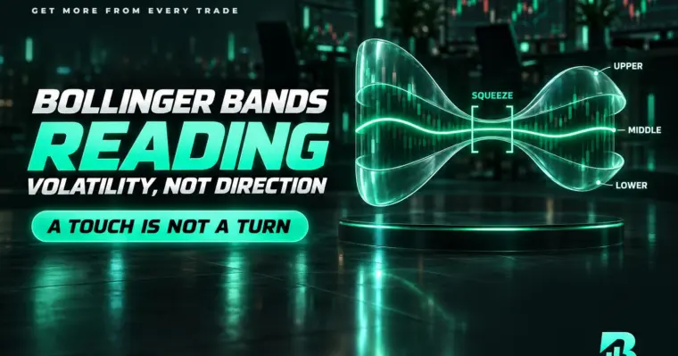 Bollinger Bands đo độ biến động, dải thắt lại là giai đoạn biến động thấp