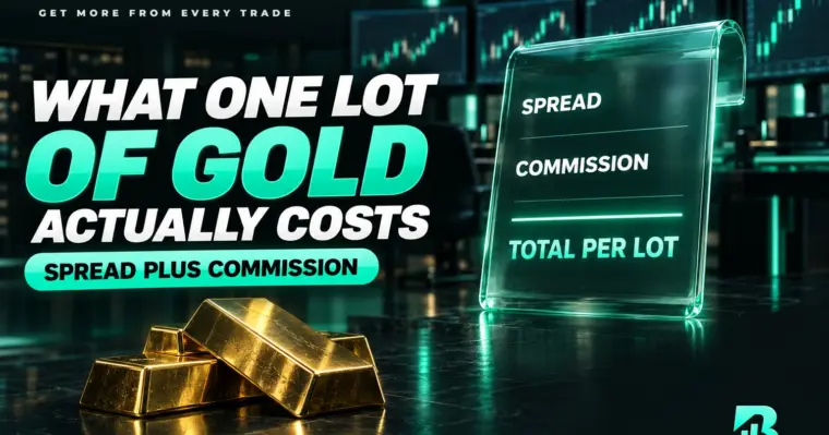 Chi phí một lot vàng XAU/USD gồm spread cộng commission