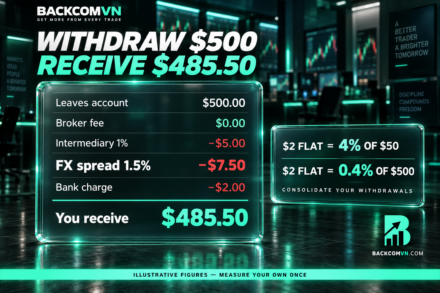 What a 500 USD Vantage withdrawal actually costs
