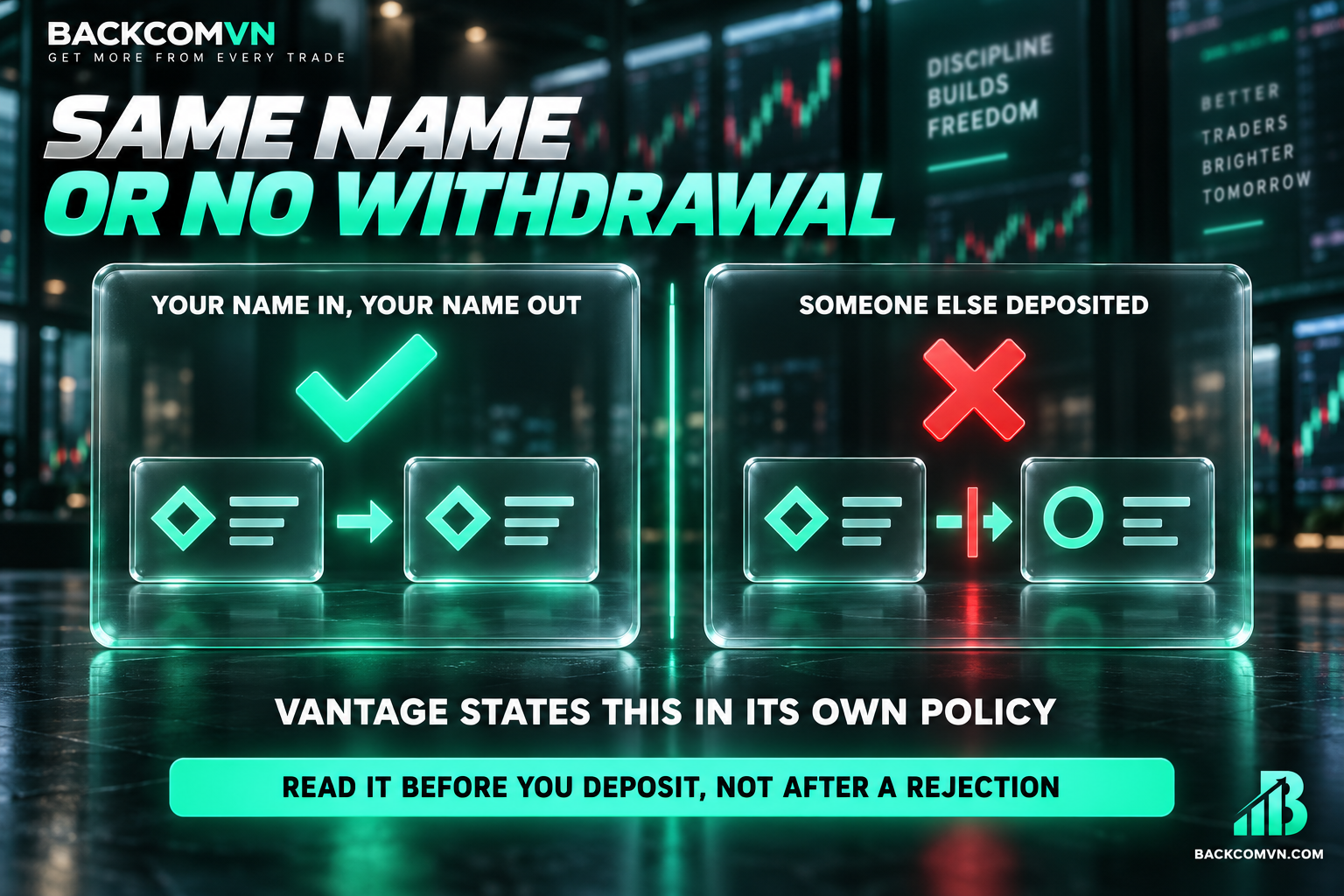 Vantage requires funds to be in the same account holder's name